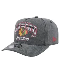ニューエラ メンズ アクセサリー 帽子 New Era Mens Charcoal Chicago Blackhawks Throwback Washed AFrame PreCurved 9FIFTY Snapback Hat Charcoal チャコール