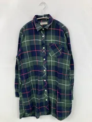 POWER TO THE PEOPLE パワートゥザピープル シャツワンピース M グリーン コットン チェック柄 長袖 ひざ丈