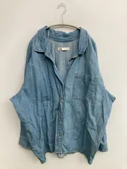 ZARA ザラ シャツ/ブラウス USA S ブルー コットン リネン・麻 無地 ミドル丈 長袖 レギュラーカラー