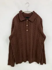 ZARA ザラ ニット/セーター USA S ブラウン 無地 ミドル丈 長袖 クルーネック(丸首)