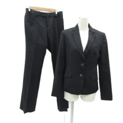洋服の青山 n-line by nozomi スーツ セットアップ 上下 テーラードジャケット ミドル丈 シングルボタン スラックスパンツ フレアパンツ ロング丈 13 黒 /SY67 ■GY58