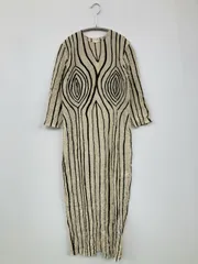 ZARA ザラ ワンピース USA XS アイボリー ストライプ柄 その他総柄 長袖 ロング・マキシ丈
