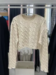 ケーブル編みケーブルニット(クリームアイボリー)