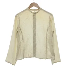 ヨーガンレール JURGEN LEHL ブラウス 絹 シルク M ベージュ 無地 ノーカラー 長袖 ECF001 /SX ■ECF001