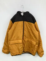 OUTDOOR PRODUCTS ダウンジャケット/コート LL イエロー ミドル丈 フードあり ジップアップ 無地 ブランドロゴ