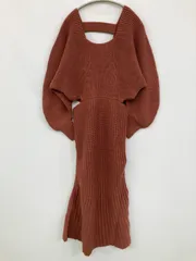 SNIDEL スナイデル ワンピース F ブラウン ウール・ニット ナイロン 無地 リボン 長袖 ミモレ・半端丈 タイト