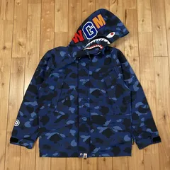 シャーク パーカー スノボ ジャケット Mサイズ a bathing ape shark hoodie snowboard jacket BAPE blue camo エイプ ベイプ 迷彩 wi8のサムネイル