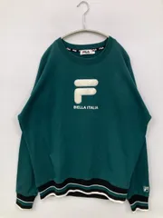 FILA フィラ スウェット L グリーン スウェット 裏起毛 ワンポイント ブランドロゴ ライン柄 長袖