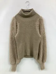 MURUA ムルーア ニット/セーター F ベージュ ナイロン 無地 ミドル丈 長袖 タートルネック/ハイネック