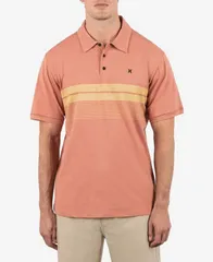 ハーレー メンズ トップス ポロシャツ プリント シャツ Hurley Mens Printed Stripe Slub Short Sleeve Polo Shirt Martian rust ラスのサムネイル