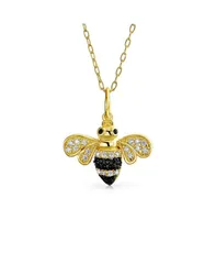 ブリング レディース アクセサリー ネックレス・チョーカー・ペンダントトップ レース Bling Jewelry Elegant Queen Bee Pendant Necklace Black and Golden Cubic Zirconia 14K Ye