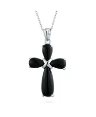 ブリング レディース アクセサリー ネックレス・チョーカー・ペンダントトップ レース Bling Jewelry Timeless Fashion Black Onyx Green Jade Cross Pendant Necklace in Sterling