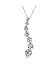 ブリング レディース アクセサリー ネックレス・チョーカー・ペンダントトップ レース Bling Jewelry Classicubic Zirconia Solitaire CZ Pendant Necklace Sterling Silvertone シル