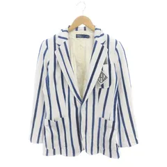 ポロ バイ ラルフローレン Polo by Ralph Lauren テーラードジャケット ストライプ ワッペン 6 165/92A L 青 ブルー 白 ホワイト /AQのサムネイル