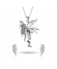 ブリング レディース アクセサリー ネックレス・チョーカー・ペンダントトップ レース Bling Jewelry FairyInspired Necklace and Guardiangel Stud Earrings Jewelry Set Sterling