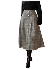 カップシー レディース ボトムスカート A ライン ハイウエスト ミディ Cupshe Womens High Waist Plaid ALine Midi Skirt Grey グレー