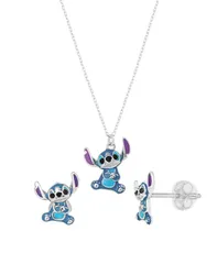 ディズニー レディース アクセサリー ネックレス・チョーカー・ペンダントトップ レース Disney 2Piece Stitch Necklace and Earringset in Sterling Blue ブルー