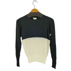 マックスマーラ MAX MARA 白タグ イタリア製 クルーネックバイカラーニット レディース import：S 