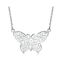 ブリング レディース アクセサリー ネックレス・チョーカー・ペンダントトップ レース Bling Jewelry Large Butterfly Filigree Pendant Necklace Sterling Silver 16 Inchestateme