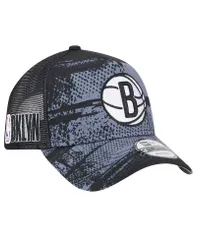 ニューエラ メンズ アクセサリー 帽子 New Era Mens BlackCharcoal Brooklyn Nets Tip Off AFrame Trucker 9FORTY Adjustabl