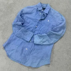 ポロラルフローレン リネンシャツ スカイブルー 長袖 S
