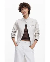 デジグアル レディース アウター ジャケット・ブルゾン ジャケット Desigual Womens Mandarin collar jacket White ホワイトのサムネイル