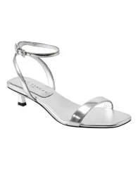 マーク・フィッシャー レディース シューズ サンダル ヒール Marc Fisher LTD Womens Alona Kitten Heel Sandals Silver Mirror Metallic Leather シルバー
