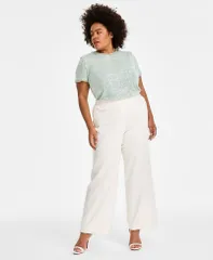 アンクライン レディース ボトムス カジュアルパンツ プラスサイズ パンツ Anne Klein Plus Size PullOn WideLeg Tailored Pants White Dove ホワイト