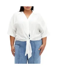 シティーシック レディース トップス シャツ プラスサイズ CITY CHIC Plus Size Rosie Shirt Ivory アイボリー