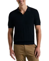 ペリーエリス メンズ トップス ポロシャツ Perry Ellis Mens Johnny Collar Stripe Polo Shirt Dark Sapphire サファイアのサムネイル