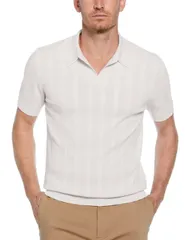 ペリーエリス メンズ トップス ポロシャツ Perry Ellis Mens Johnny Collar Stripe Polo Shirt Bright White ホワイトのサムネイル