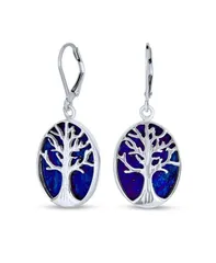 ブリング レディース アクセサリー ピアス・イヤリング Bling Jewelry Large Oval Natural Stone Shellever Back Mother Of Pearl Family Tree Of Life Danglearring