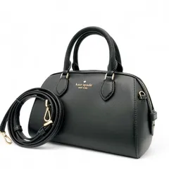 美品 kate spade NEW YORK ケイトスペードニューヨーク ショルダーバッグ ハンドバッグ マディソン ダッフル 2way レザー ブラック 黒 斜め掛け クロスボディ 上品 可愛い シンプル 高見え 普段使い お出掛け