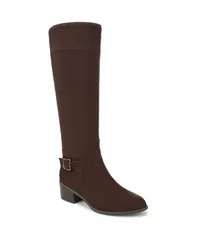 ドクター・ショール レディース シューズ ブーツ・レインブーツ トール ヒール Dr Scholls Womens Adeline Block Heel Zip Tall Boots Dark Umber Microfiber