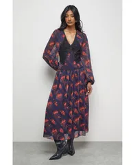 ウエアハウス レディース トップス ワンピース プリーツ マキシ Warehouse Womens Plunge Neck Pleated Maxi Dress Blue ブルーのサムネイル