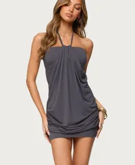 アディクテッド レディース トップス ワンピース ドレープ ミニ ホルター Edikted Womens Lugenia Draped Halter Mini Dress Darkgray グレー