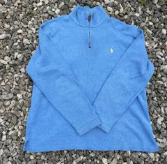 ポロ ラルフローレン ブルー ハーフジップアップ スウェット (実寸確認)