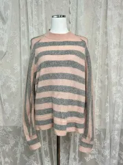 XS) トミー ジーンズ ストライプ ニット ピンク グレー