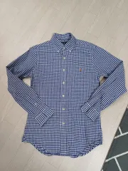ポロ Ralph Lauren(ラルフローレン) 長袖 ギンガム チェック シャツ 青 兼用 S サイズ