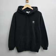L adidas ブラック フリース ボア フーディー