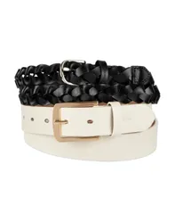 カルバンクライン レディース アクセサリー ベルト Calvin Klein Womens Two Pack Skinny Braid and Harness Buckle Belt Set Boneのサムネイル