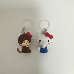 (開封のみ) ハローキティ モンチッチ コラボ ガチャ めじるし キーホルダー セット