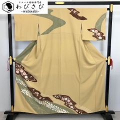 付下げ 絞り柄 抽象模様 花菱模様 麦藁色 K-5055 付下げ 絞り柄 抽象模様 花菱模様 麦藁色 K-5055 - メルカリ