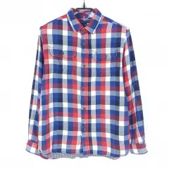 Tommy Hilfiger トミーヒルフィガー ジュニア CHECK 長袖シャツ BLUE RED L(12-14) (HU28956)