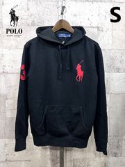 美品 ポロラルフローレン 正規品 ビッグポニー プルオーバーパーカー 黒赤 S ブラック スウェット POLO RALPHLAUREN
