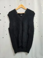 タイム TIME ブラック Vネック アンゴラ ベスト 90