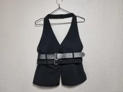 ZARA - ブラック ベルト POINT ホルターネック ベスト 55サイズ