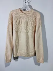 アイボリー ケーブル ニット セーター