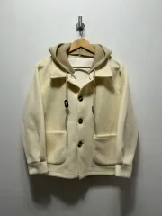 F / 100 アイボリー フード ボタン ジャケット