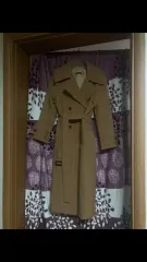 ビック襟ベルト付きジャケット ロング丈